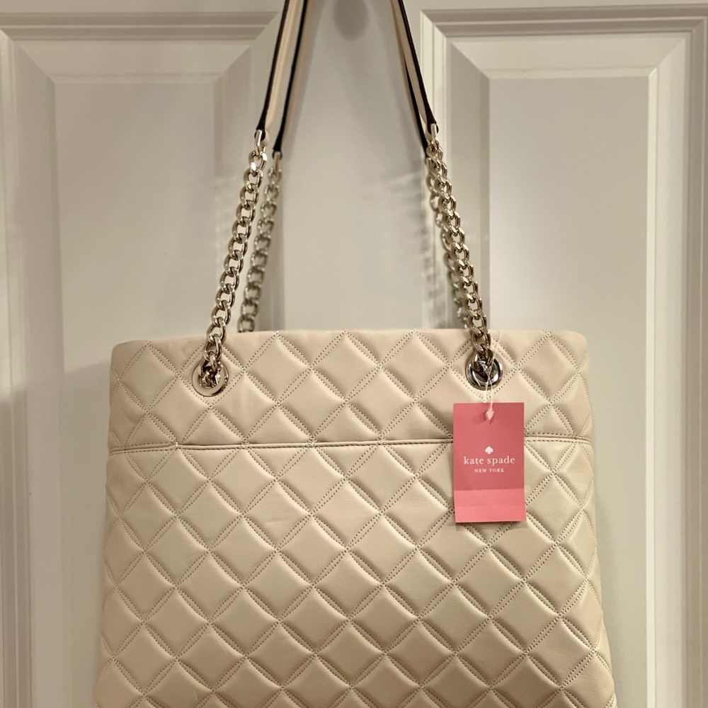 KATE SPADE AUTHENTIC BRAND NEW NATALIA TOTE, MEDIUM, CREAM (BARE)